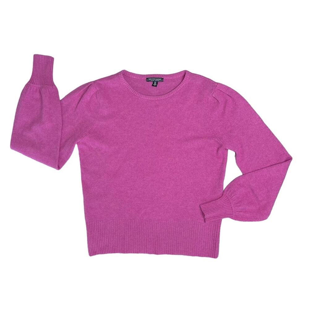 SAKS FIFTH AVENUE CASHMERE Pink Balloon Sleeve Sweater Women’s Size Medium